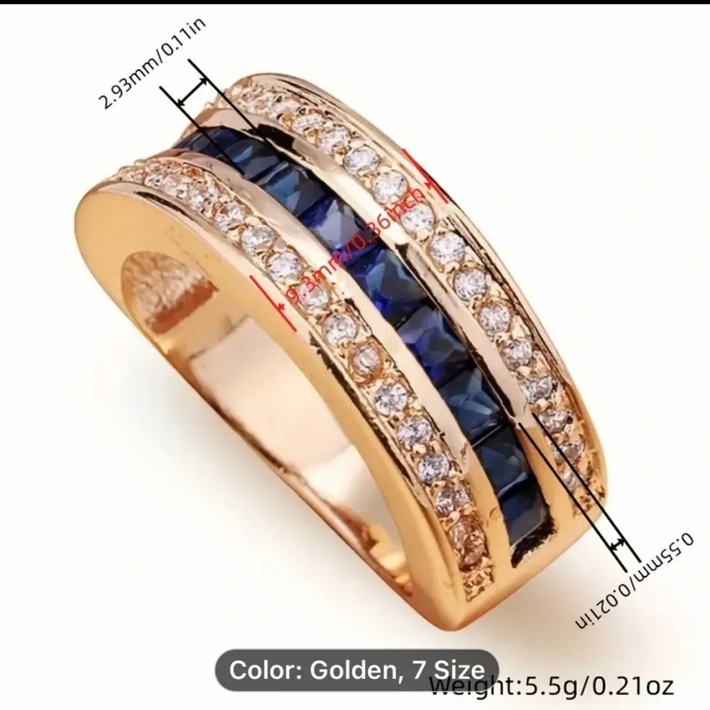NWT- ElegantBand Ring Paved Rhinestone gold plated - Picture 2 of 7